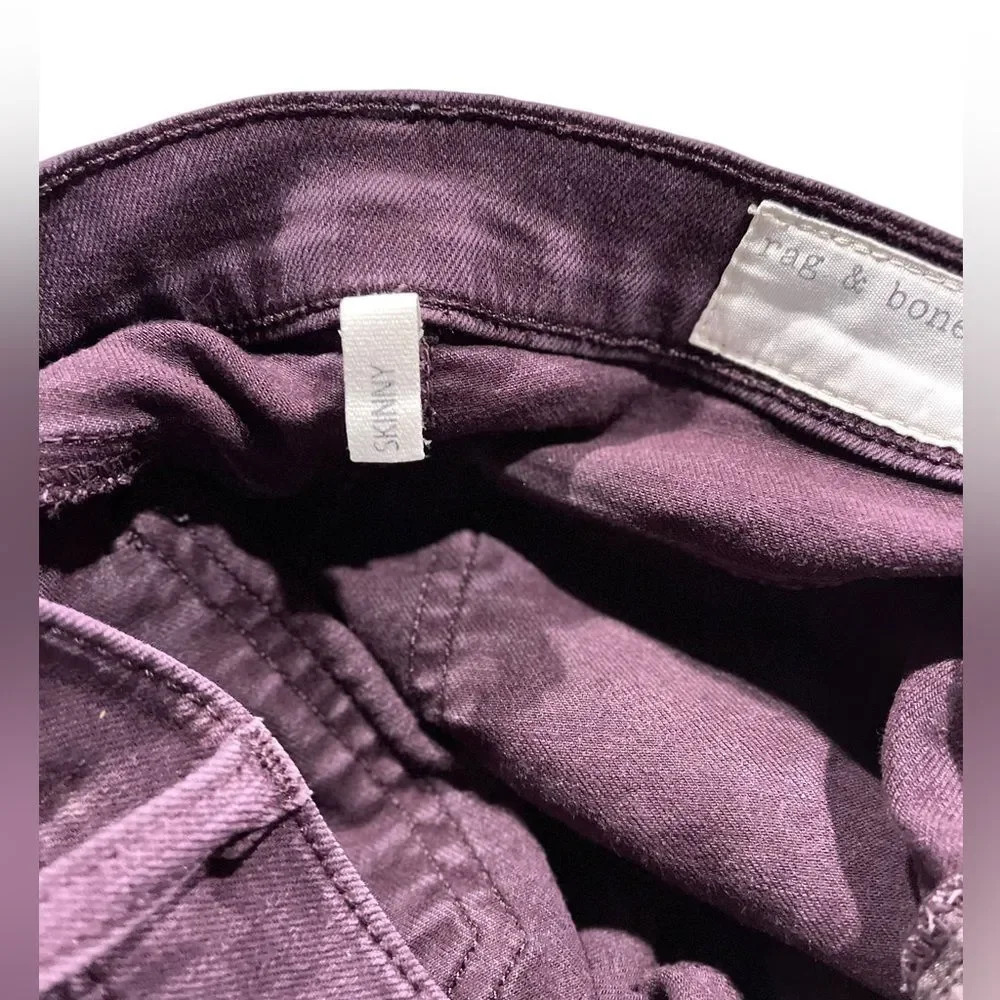 Rag and Bone Skinny Jeans size 25 maroon/purple color GUC - Picture 3 of 10